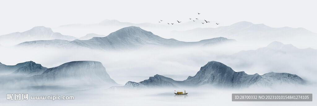 新中式水墨山水画