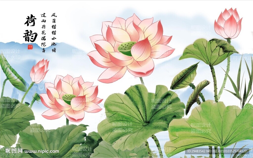 荷花国画荷花