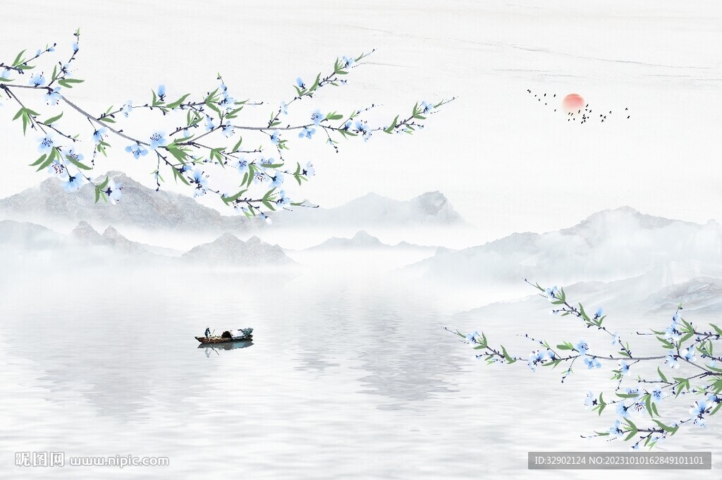 江南花鸟背景墙
