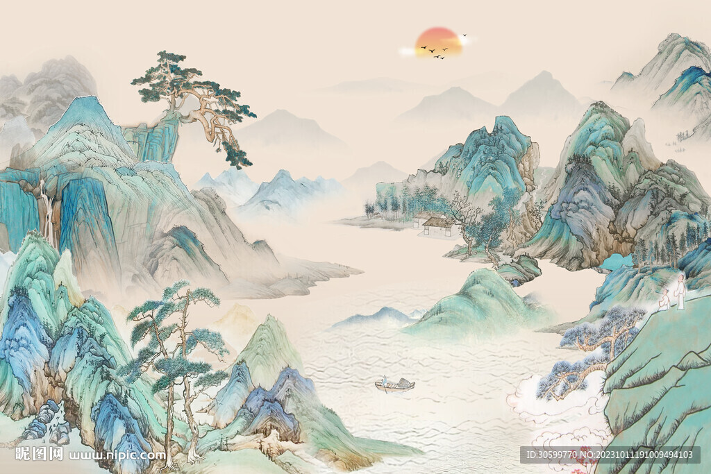 新中式意境山水背景装饰画