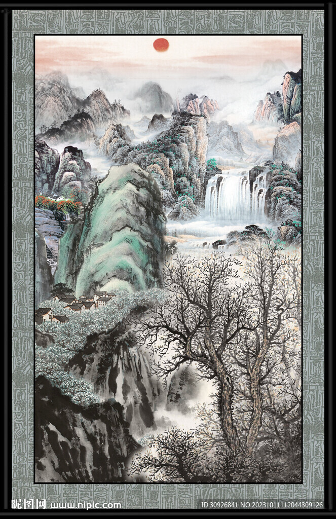 竖幅山水画 