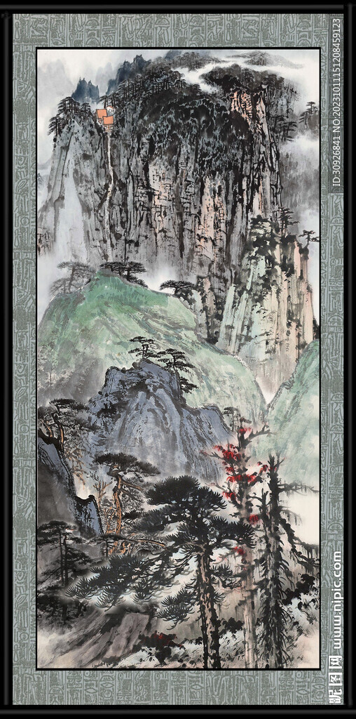 竖幅山水画 