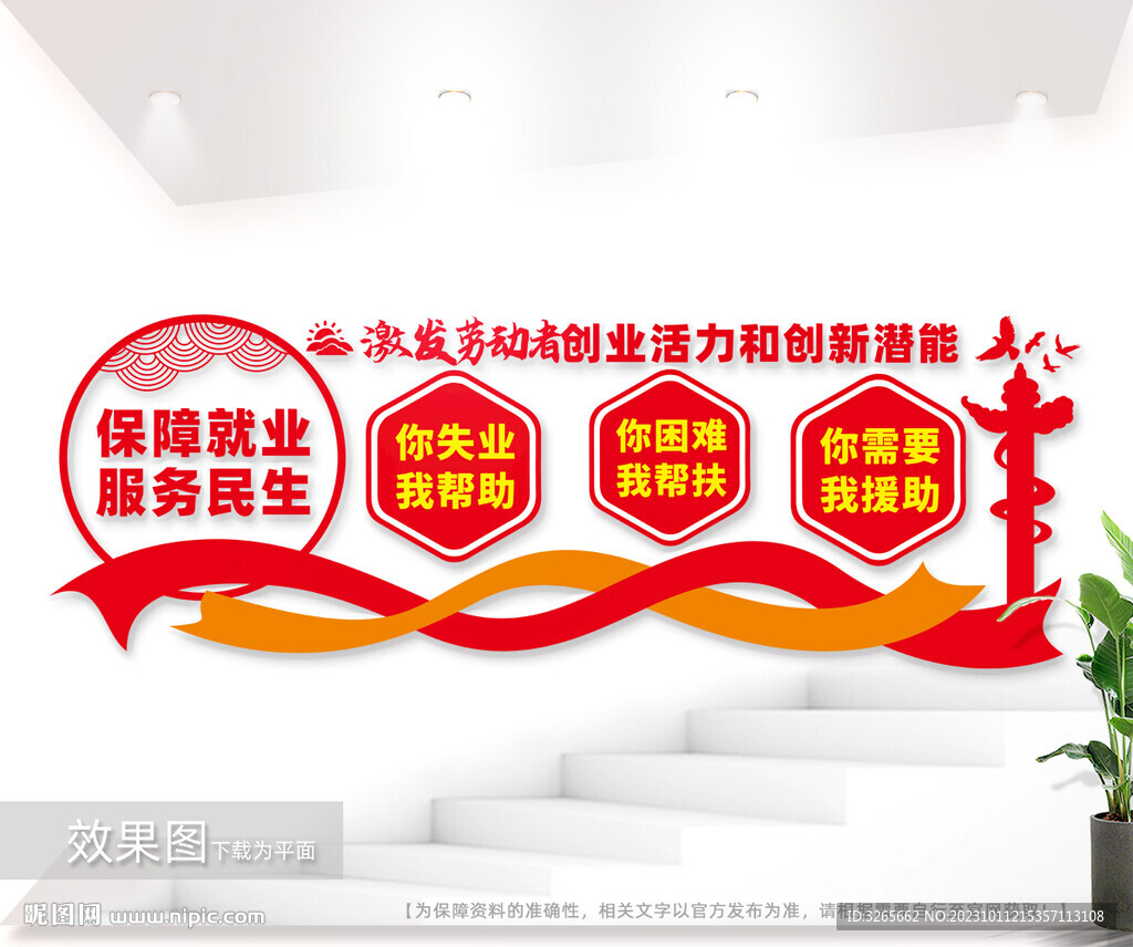 保障就业服务民生文化墙图片