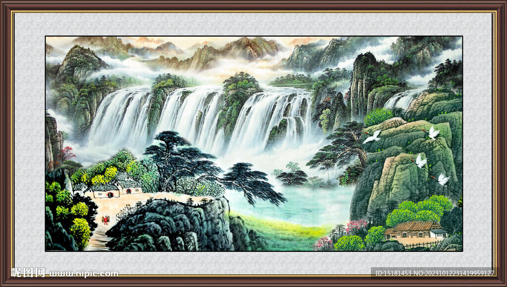 招财山水画 
