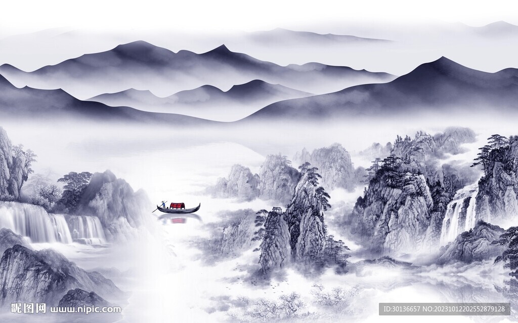 高档 现代清晰山水 Tif分层