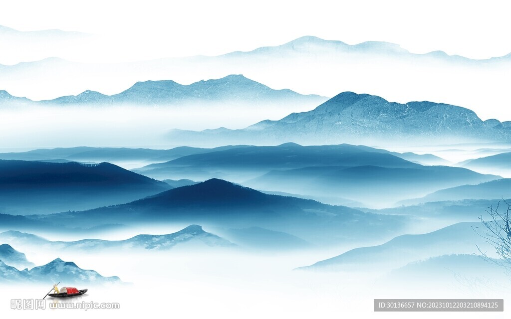 人气 现代清晰山水 Tif分层