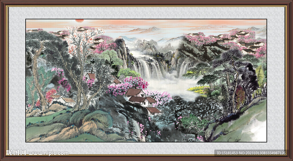 招财山水画 