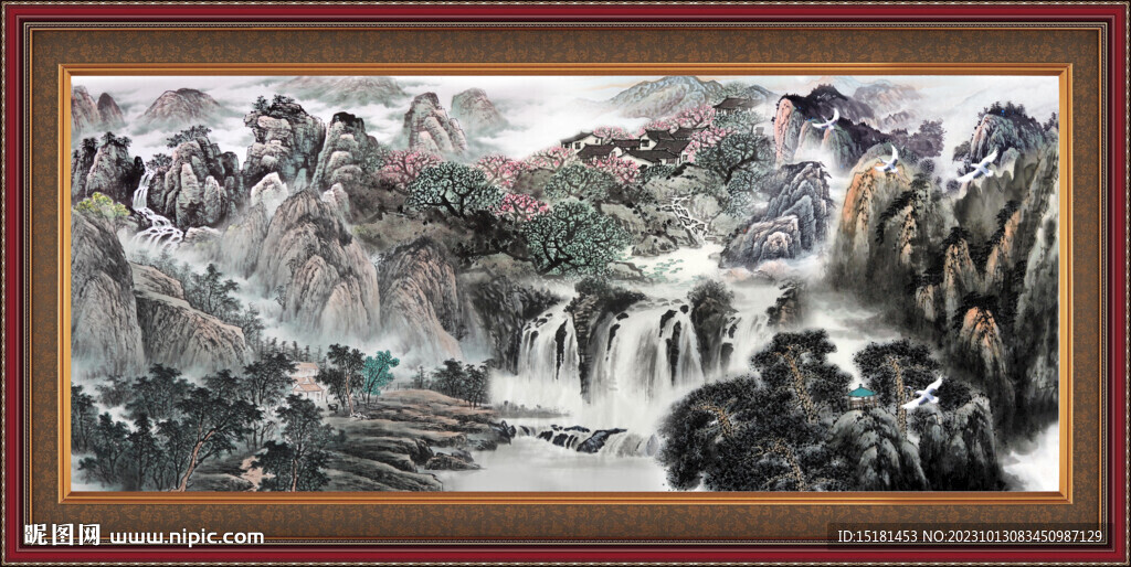 招财山水画