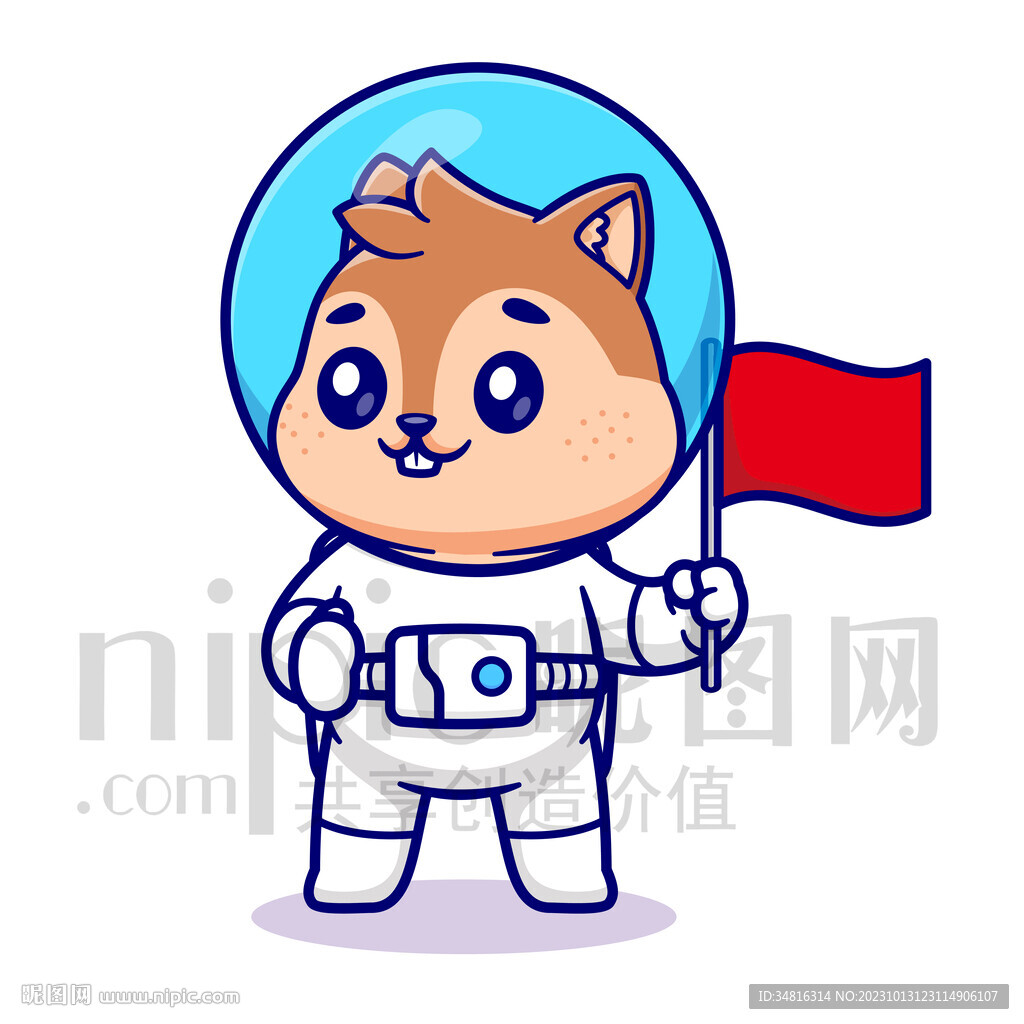 可爱卡通宇航员小松鼠