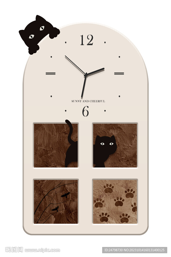 猫咪钟表挂画