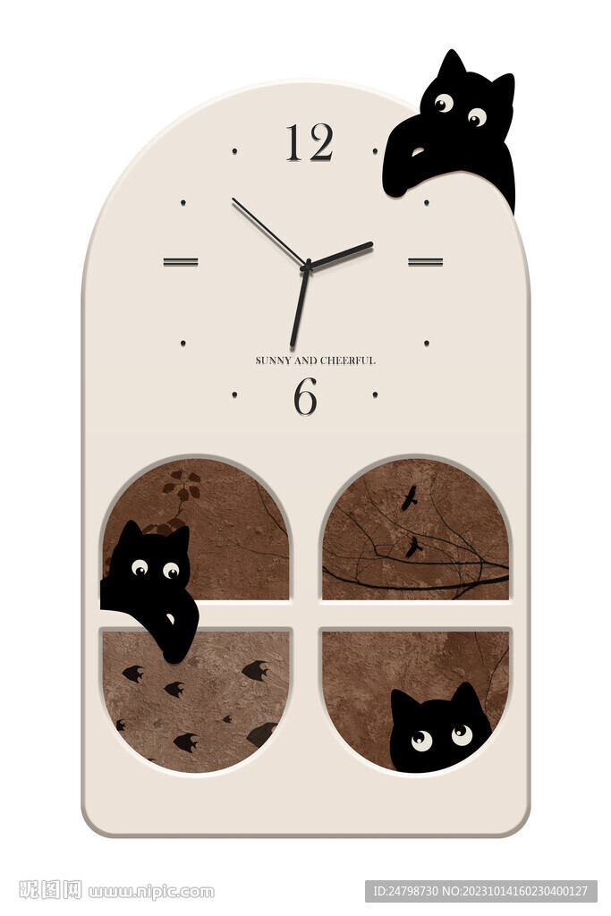 猫咪钟表挂画
