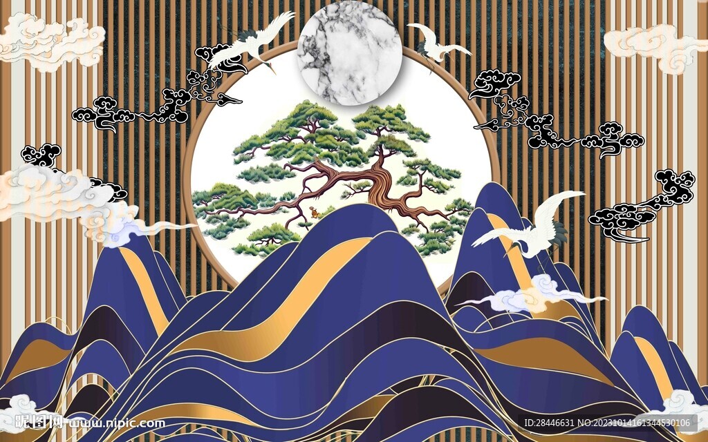 新中式背景墙