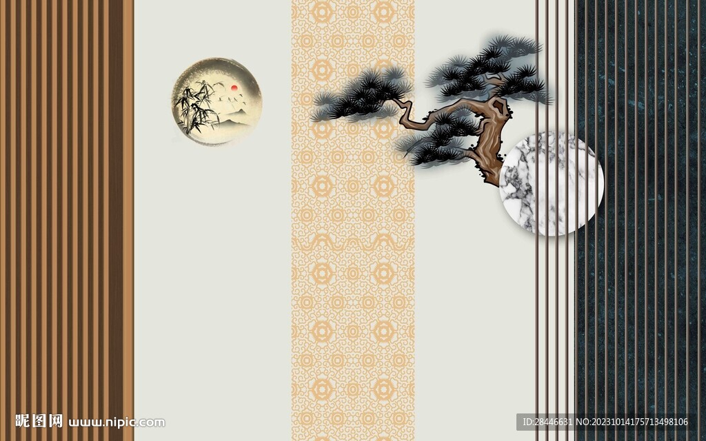 新中式背景墙
