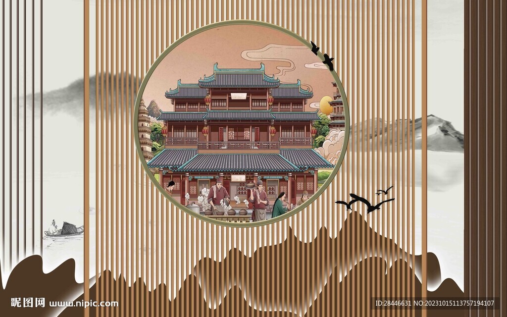 新中式背景墙