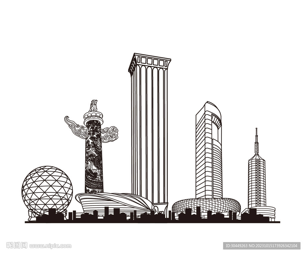 大连地标建筑辽宁大连城市剪影