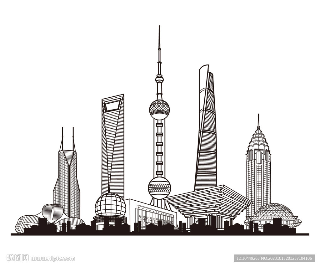 上海地标建筑剪影