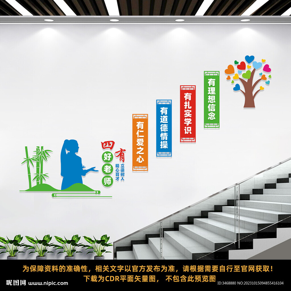 四有教师楼梯文化墙