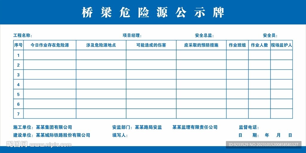 桥梁危险源公示牌