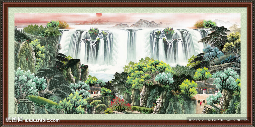 招财山水画 