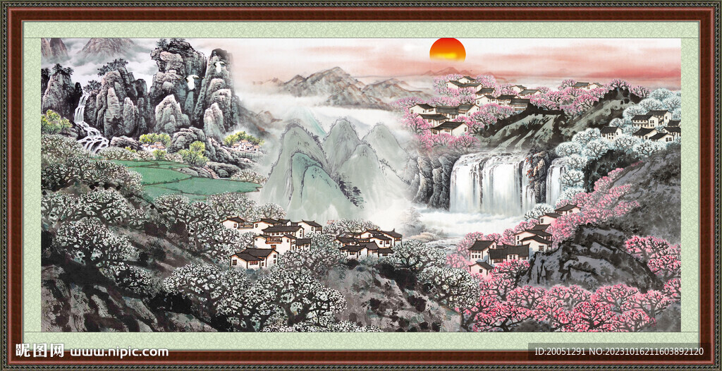 招财山水画 