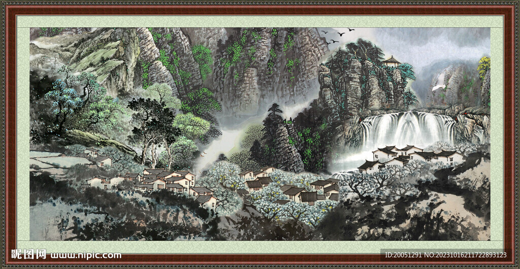 招财山水画 