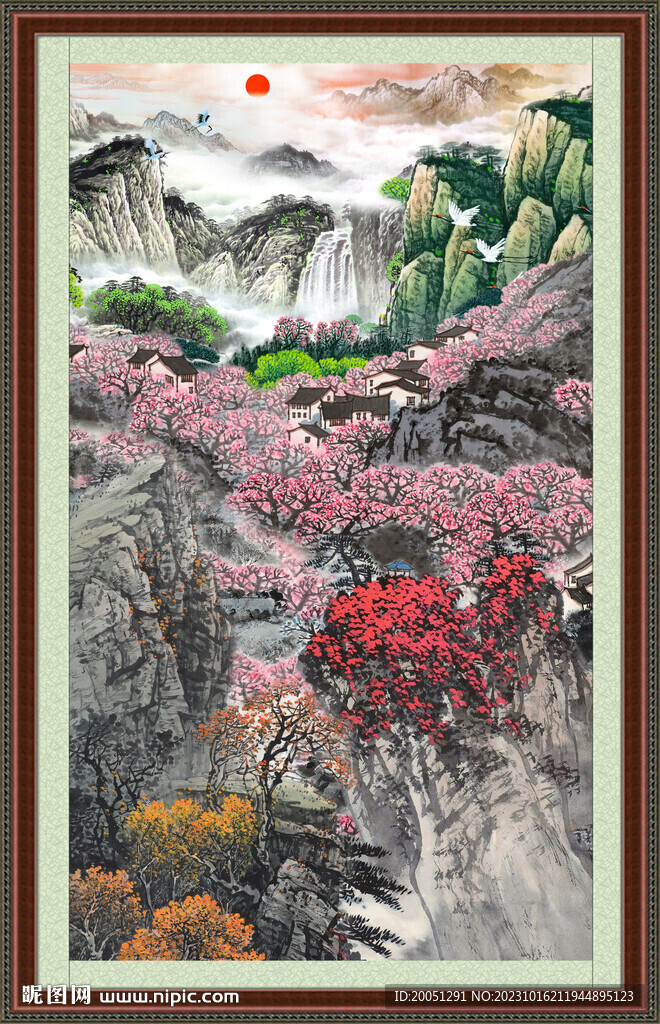 招财山水画 