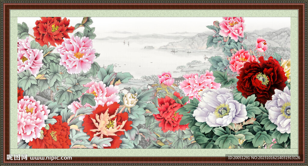 国画牡丹 