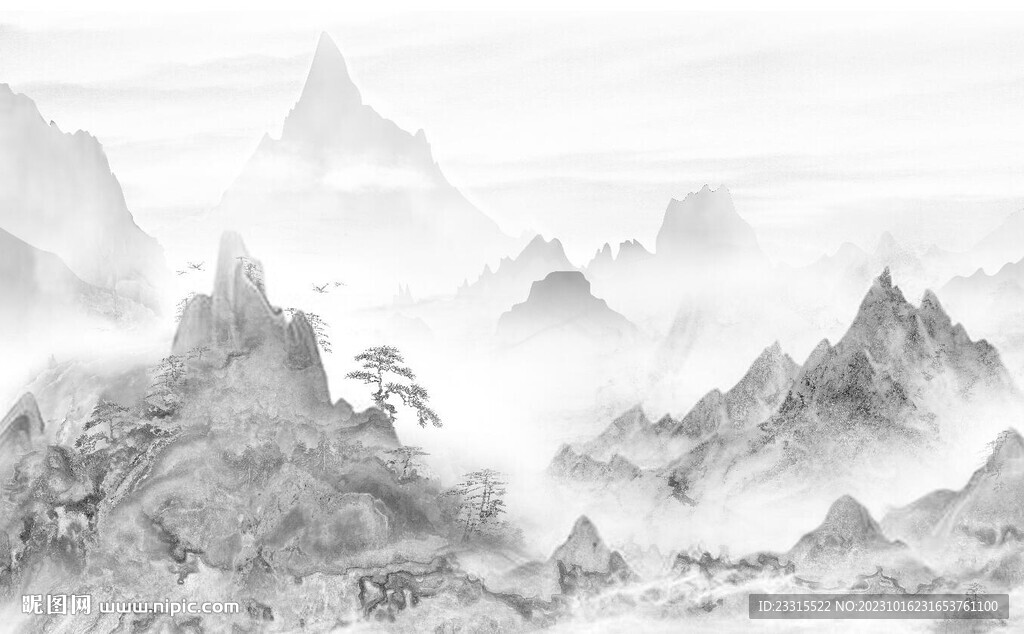 中式山水背景墙
