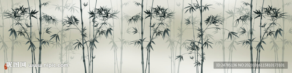新中式巨幅水墨竹子背景