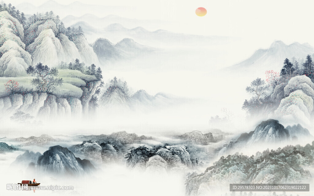 古风 中式简约山水 TIf分层