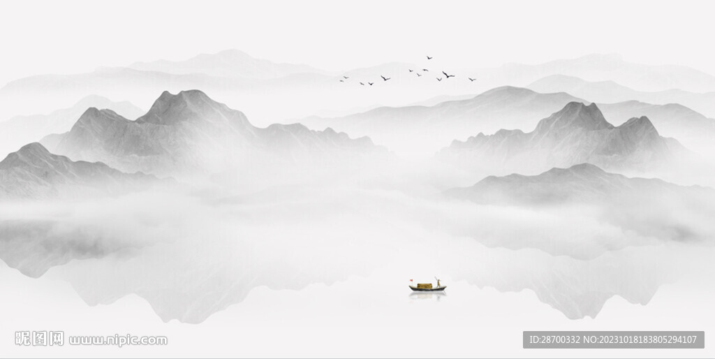 新中式水墨山水画