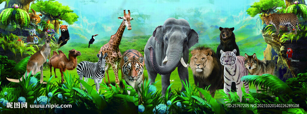 奇幻动物园爱护动物海报