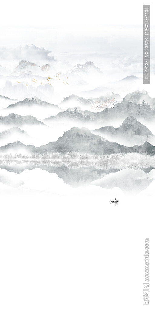 新中式山水玄关背景墙