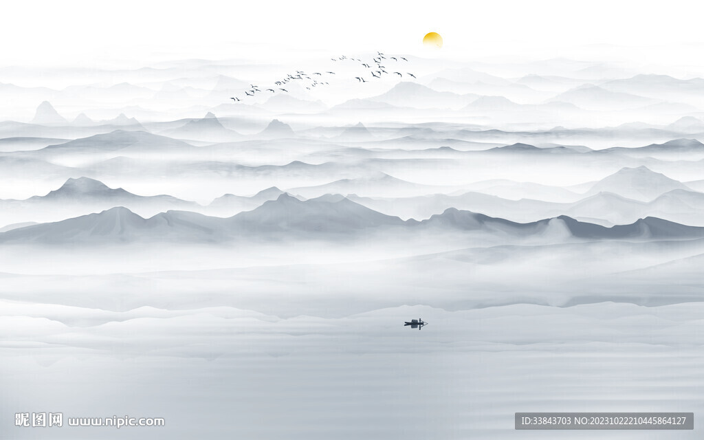 新中式水墨山水画