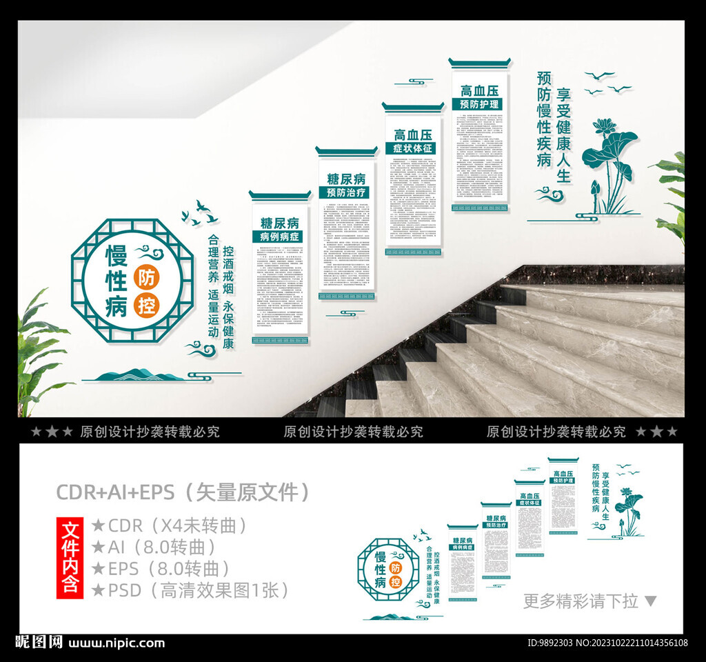 慢性病楼梯文化墙