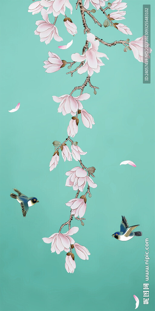 玉兰花鸟