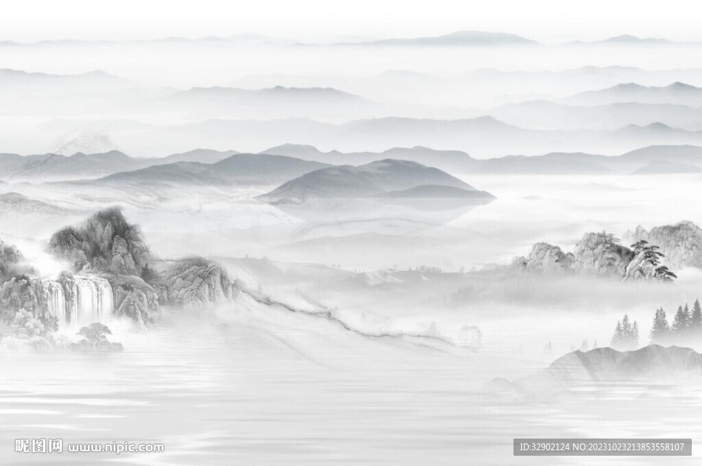 瀑布山水