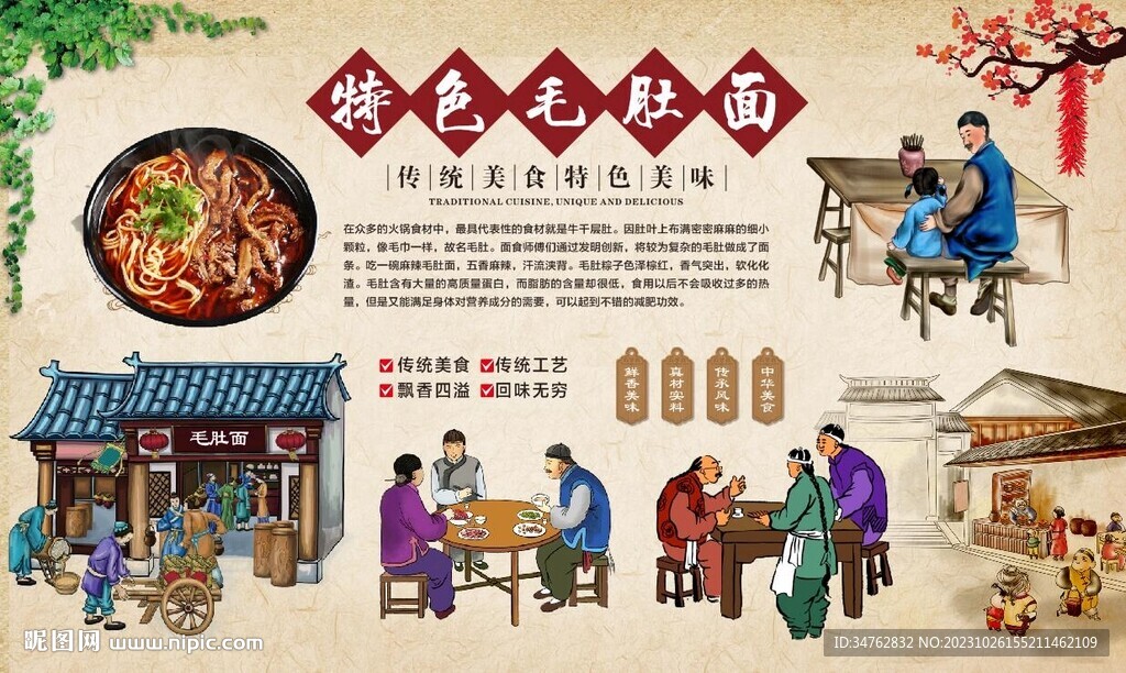 毛肚面 
