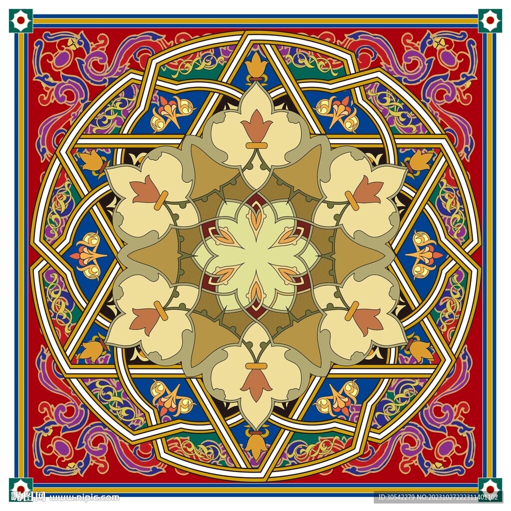 藏式四角坐毯