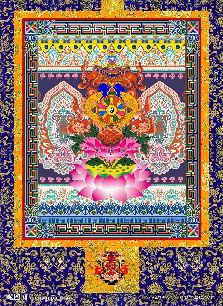 藏式绸缎挂画