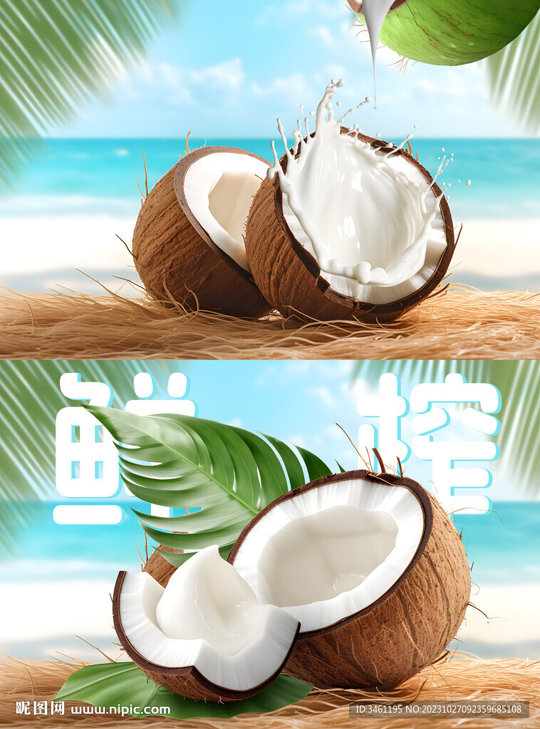 鲜榨椰汁海报背景