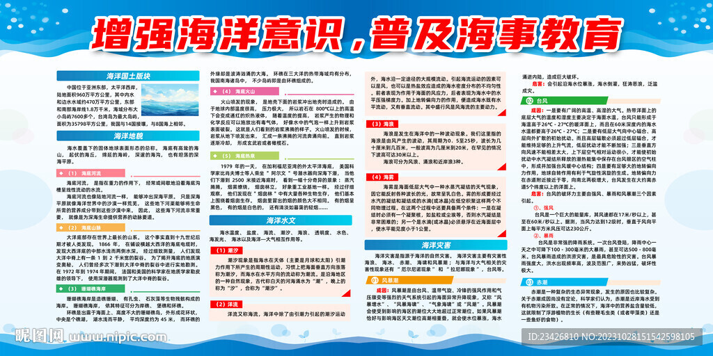海洋科普知识整理展板宣传栏
