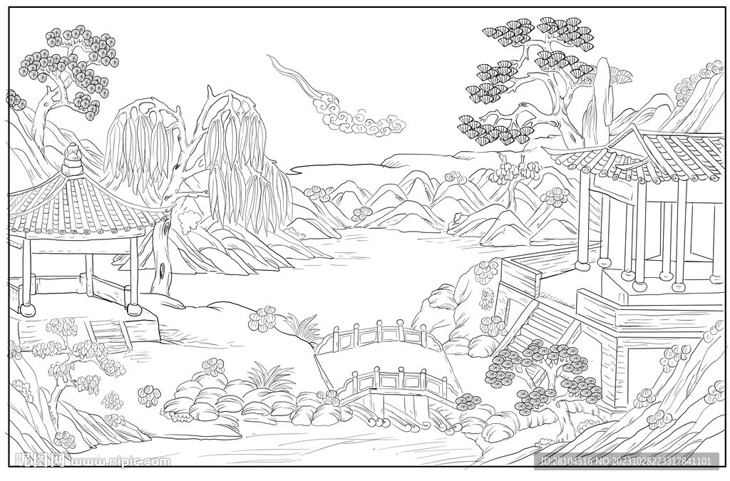 白描民居