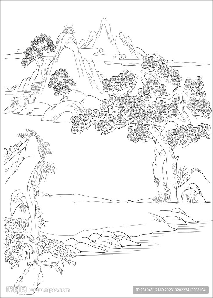 白描风景