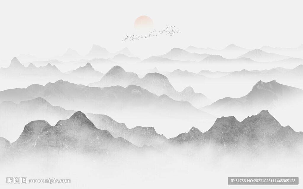 水墨山
