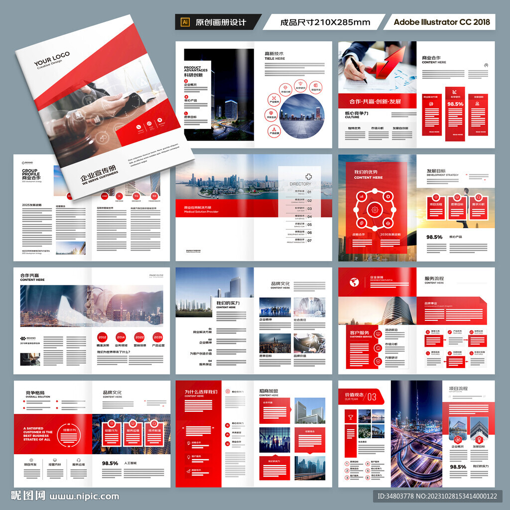 红色企业宣传册