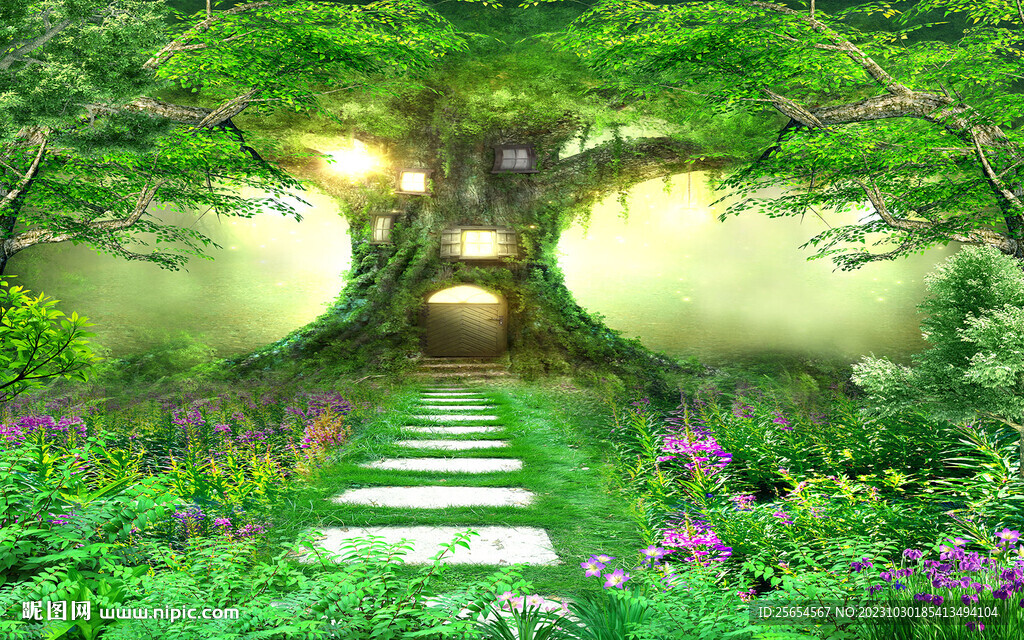 荫路3d风景背景墙