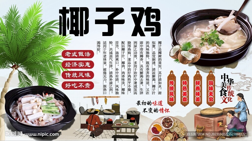 椰子鸡背景墙