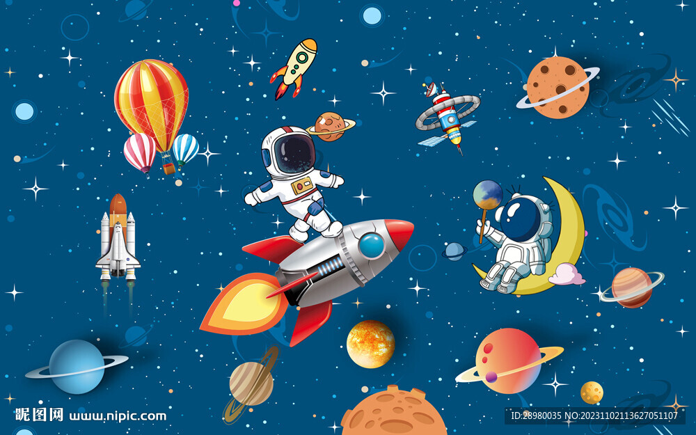 卡通宇宙宇航员