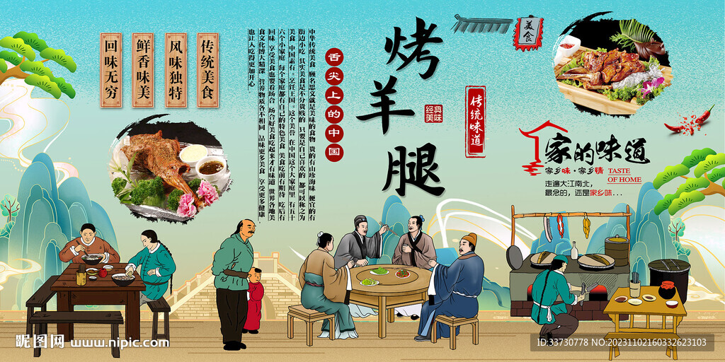 烤羊腿背景墙